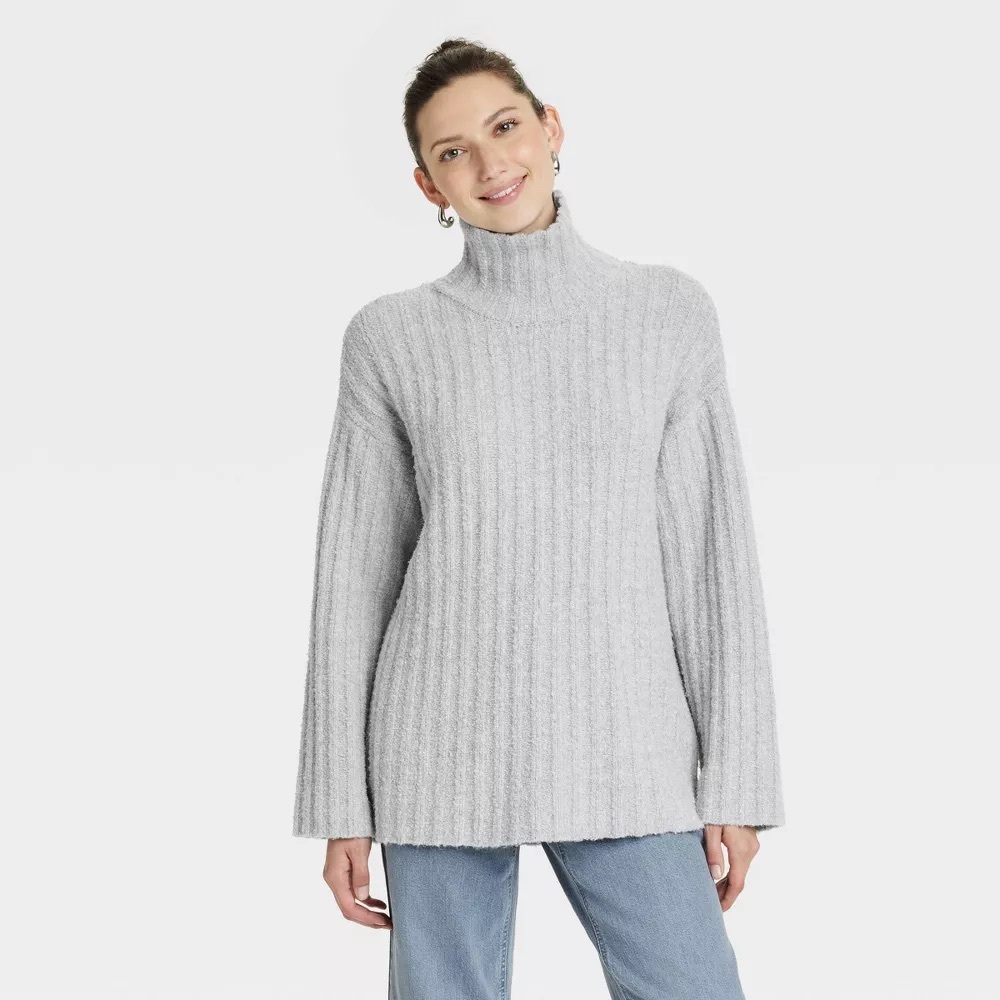 Universal Thread Gray Chunky Knit Turtleneck Sweater